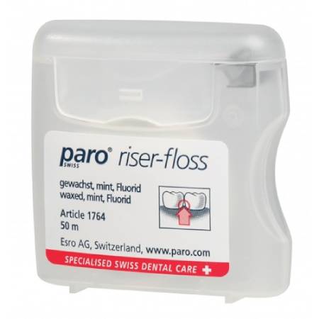 Флос Paro Riser-Floss воксований з м'ятою та фтором, 50 м